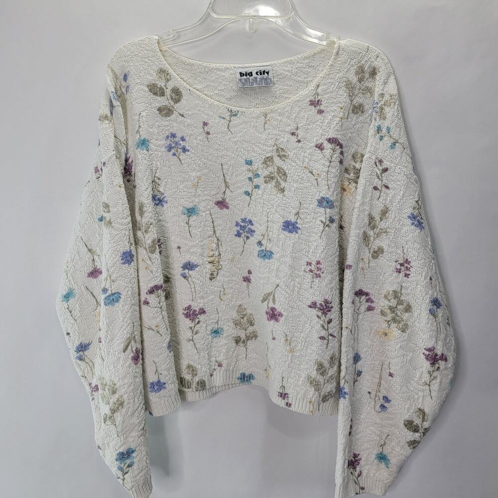 Vintage 80's Big City Dainty Flower Sweater Size S/M Chuncky